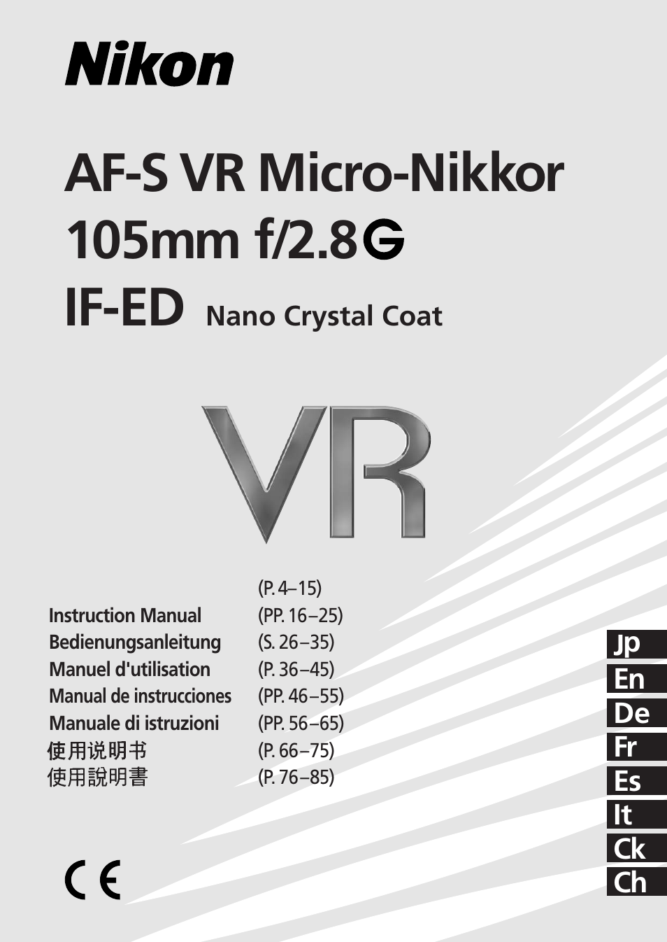 Nikon 105mm-f-28G-IF-ED-AF-S-VR-Micro-Nikkor User Manual | 88 pages