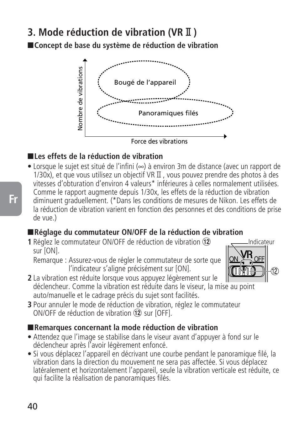 Mode réduction de vibration (vr @ ) | Nikon 105mm-f-28G-IF-ED-AF-S-VR-Micro-Nikkor User Manual | Page 40 / 88