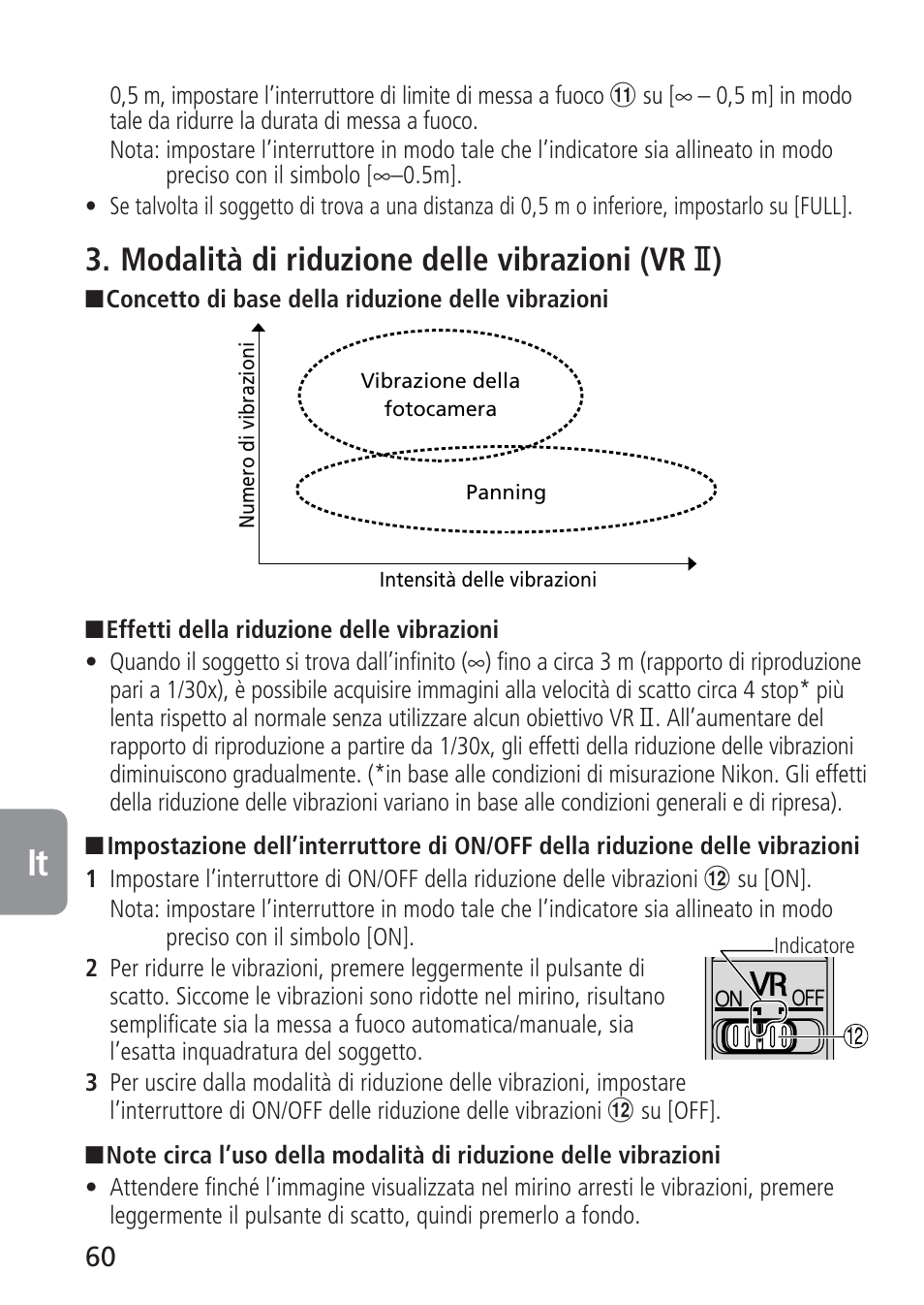 Modalità di riduzione delle vibrazioni (vr @ ) | Nikon 105mm-f-28G-IF-ED-AF-S-VR-Micro-Nikkor User Manual | Page 60 / 88