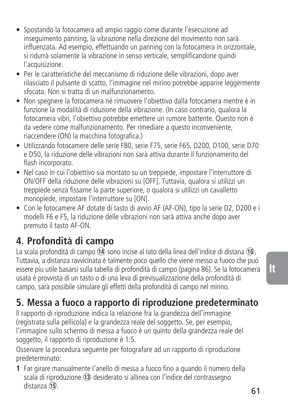 Profondità di campo | Nikon 105mm-f-28G-IF-ED-AF-S-VR-Micro-Nikkor User Manual | Page 61 / 88