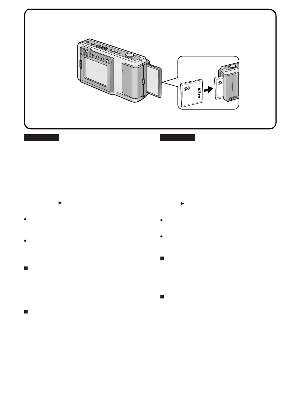 Einsetzen der compactflash card (8 mb), Inserting the compactflash card (8 mb) | Nikon COOLPIX-600 User Manual | Page 28 / 120