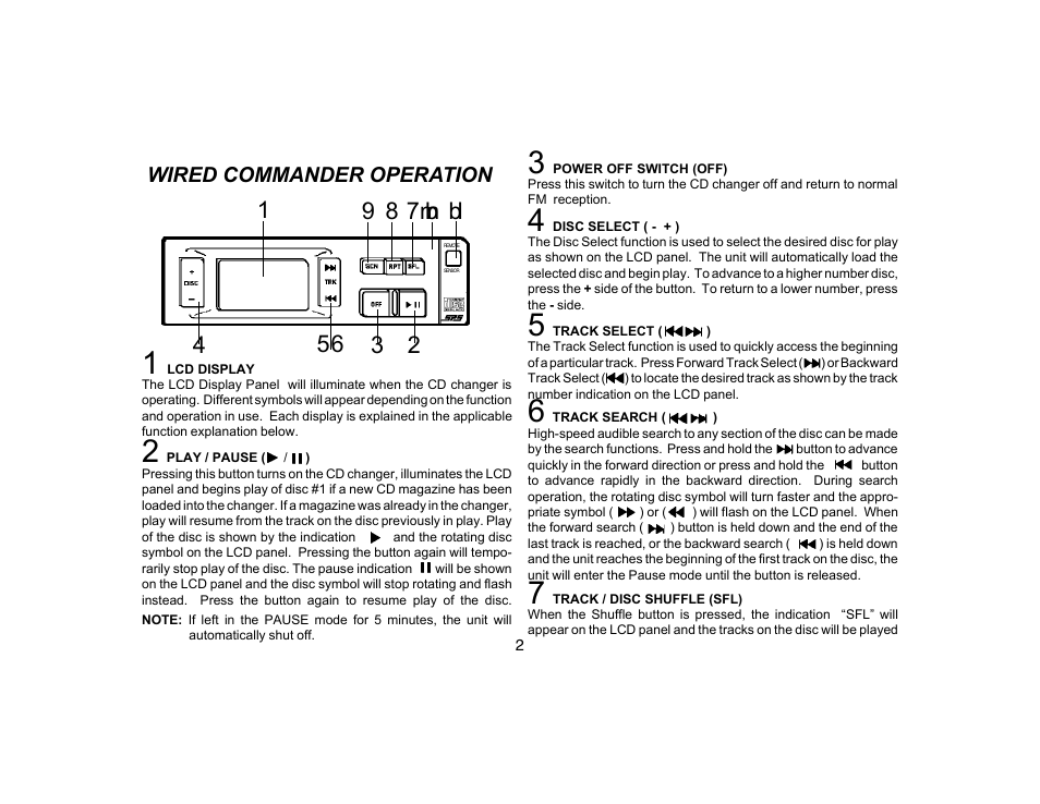 Wired commander operation | Audiovox CDC-10R User Manual | Page 3 / 8