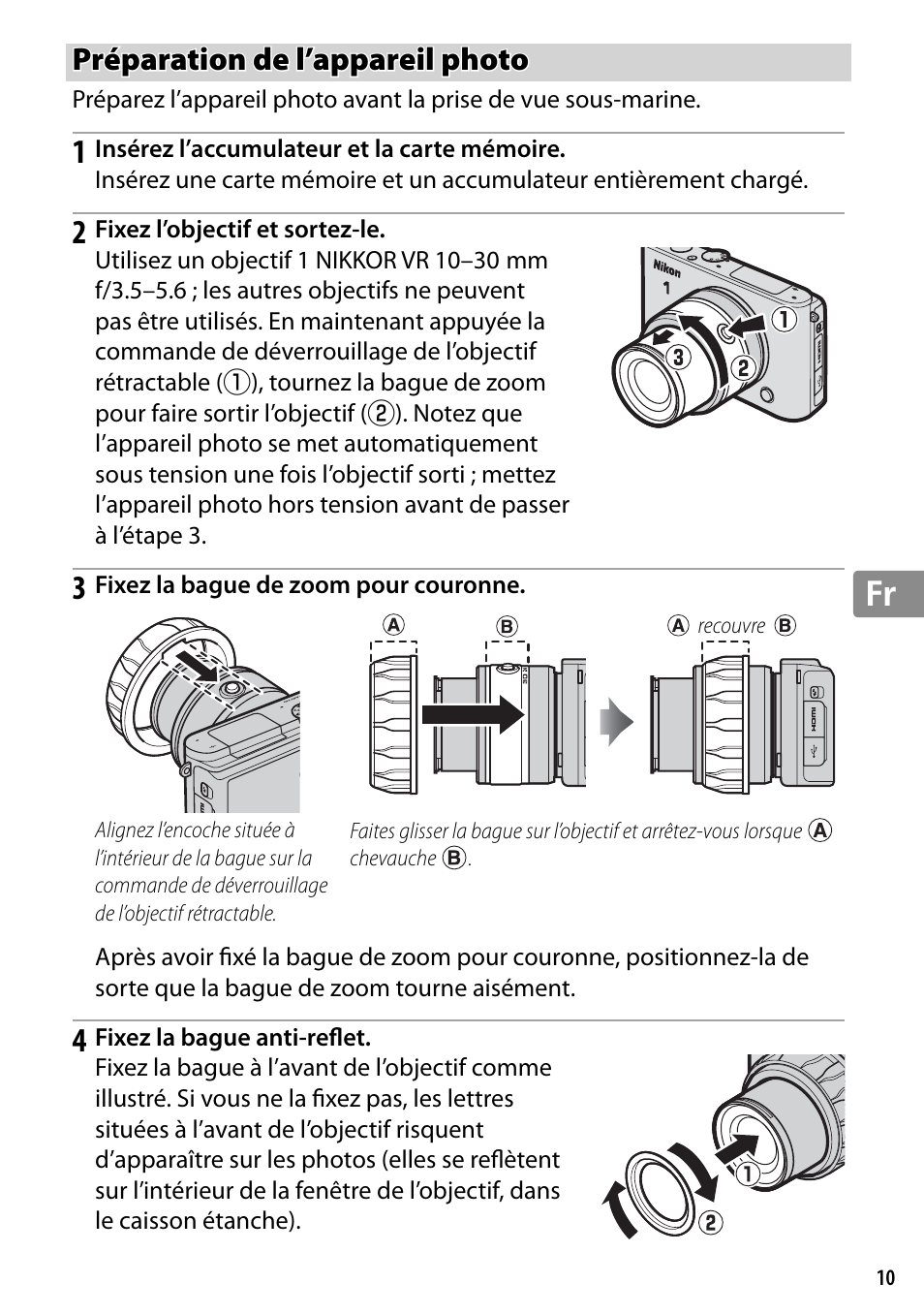 Préparation de l’appareil photo | Nikon WP-N2 User Manual | Page 105 / 260