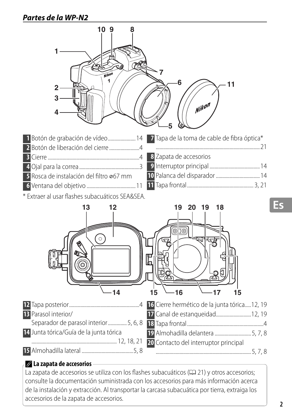 Partes de la wp-n2 | Nikon WP-N2 User Manual | Page 125 / 260