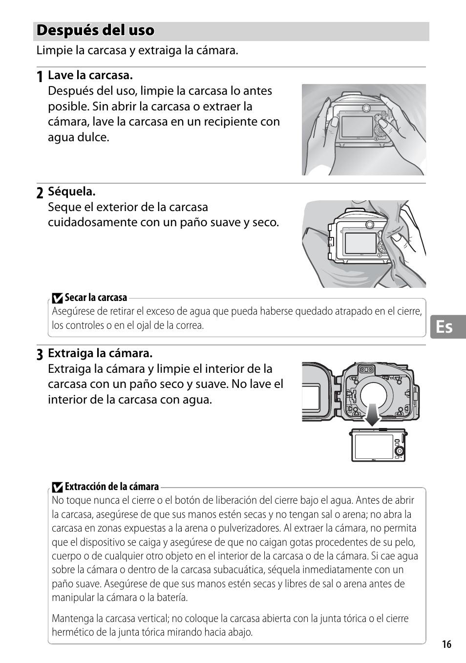 Después del uso | Nikon WP-N2 User Manual | Page 139 / 260