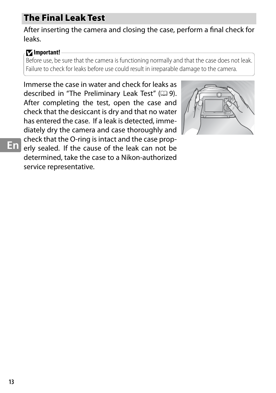 The final leak test | Nikon WP-N2 User Manual | Page 52 / 260