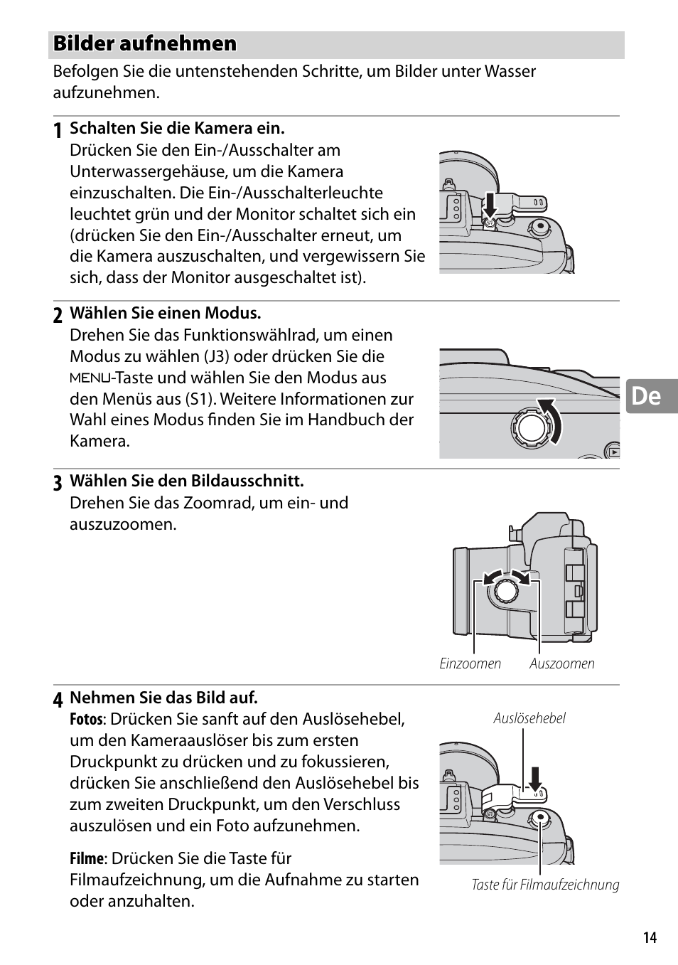 Bilder aufnehmen | Nikon WP-N2 User Manual | Page 81 / 260