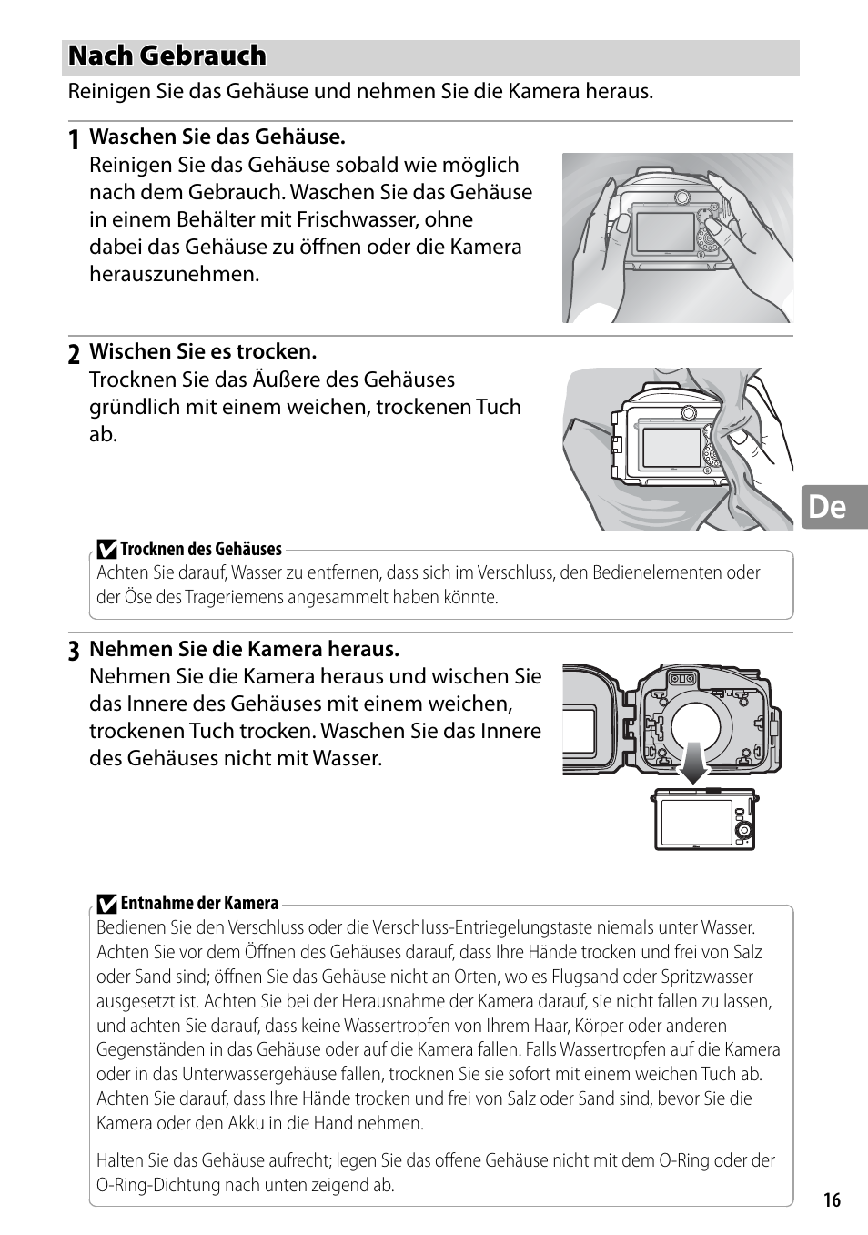 Nach gebrauch | Nikon WP-N2 User Manual | Page 83 / 260