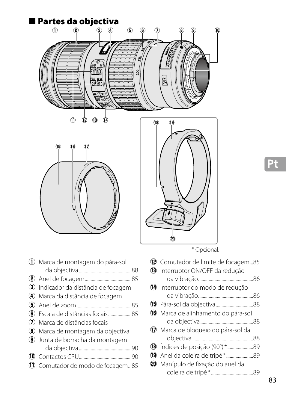 Partes da objectiva, 3 pt_03 | Nikon 70-200mm-f4G-ED-AF-S-VR-Zoom-Nikkor User Manual | Page 83 / 220
