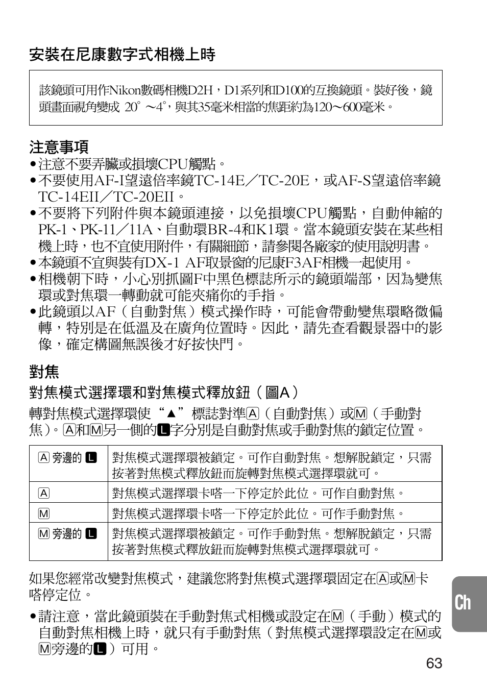 Nikon 80-400mm-f-45-56D-ED-AF-VR-Zoom-Nikkor User Manual | Page 63 / 72