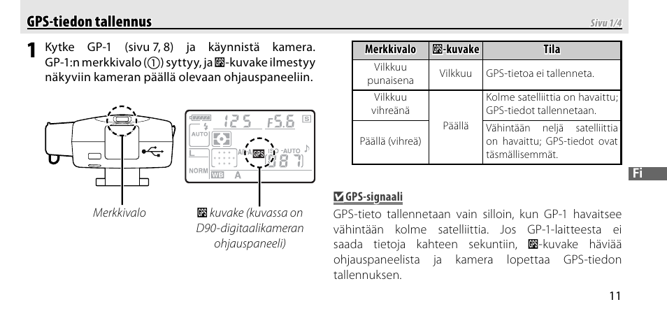 Gps-tiedon tallennus, Gps-tiedon tallennus gps-tiedon tallennus | Nikon GP-1-DSLR User Manual | Page 121 / 418