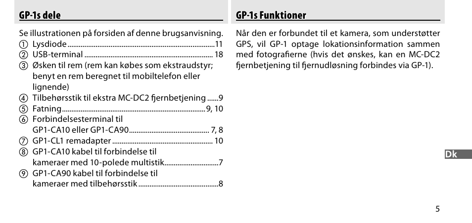 Gp-1s dele, Gp-1s funktioner | Nikon GP-1-DSLR User Manual | Page 151 / 418