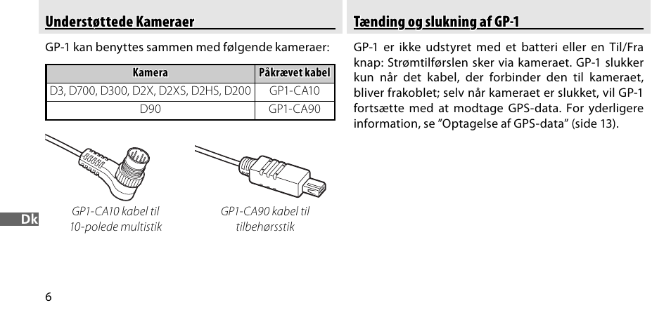 Understøttede kameraer, Tænding og slukning af gp-1 | Nikon GP-1-DSLR User Manual | Page 152 / 418