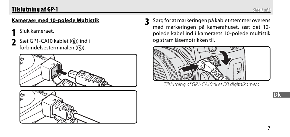 Tilslutning af gp-1 | Nikon GP-1-DSLR User Manual | Page 153 / 418