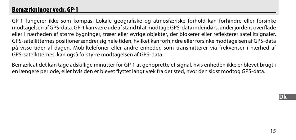 Bemærkninger vedr. gp-1 | Nikon GP-1-DSLR User Manual | Page 161 / 418