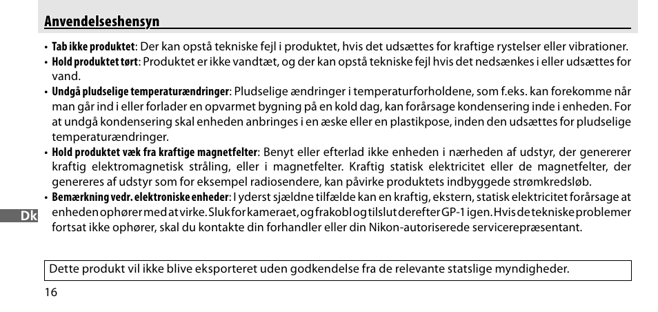 Anvendelseshensyn | Nikon GP-1-DSLR User Manual | Page 162 / 418