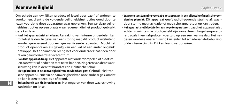 Voor uw veiligheid, Voor uw veiligheid voor uw veiligheid | Nikon GP-1-DSLR User Manual | Page 166 / 418