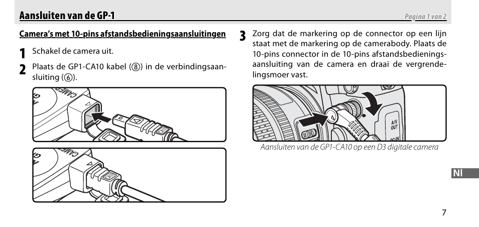 Aansluiten van de gp-1 | Nikon GP-1-DSLR User Manual | Page 171 / 418