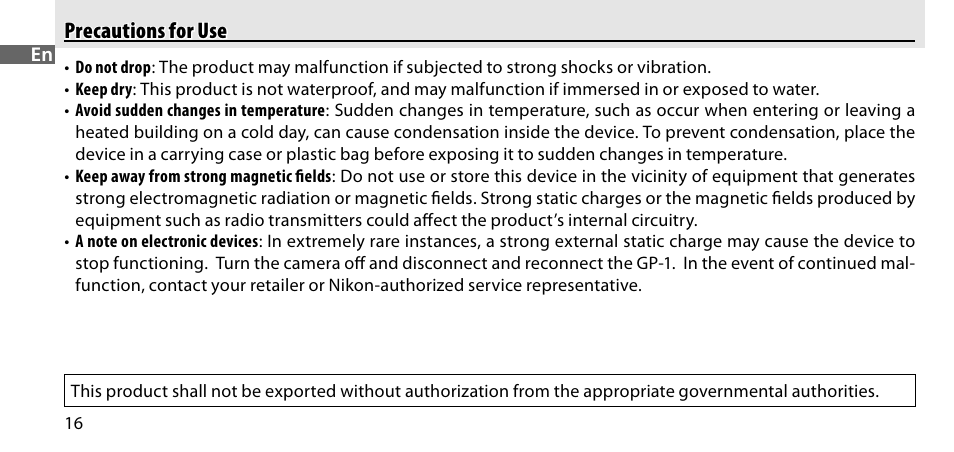 Precautions for use | Nikon GP-1-DSLR User Manual | Page 18 / 418