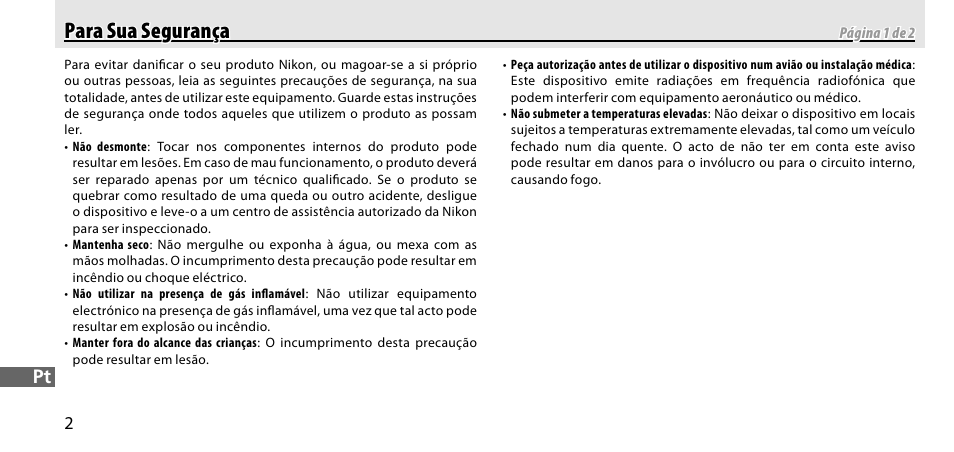 Para sua segurança, Para sua segurança para sua segurança | Nikon GP-1-DSLR User Manual | Page 184 / 418