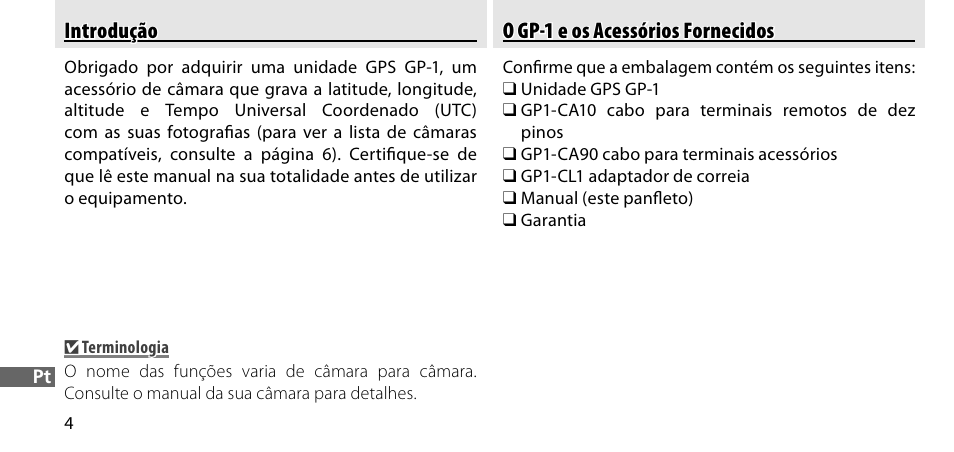 Introdução, O gp-1 e os acessórios fornecidos | Nikon GP-1-DSLR User Manual | Page 186 / 418