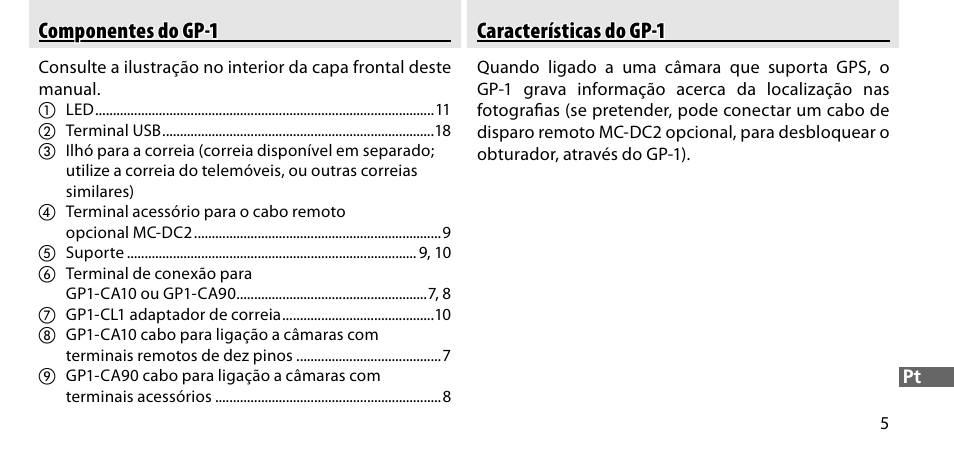 Componentes do gp-1, Características do gp-1 | Nikon GP-1-DSLR User Manual | Page 187 / 418