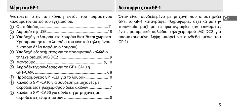 Μέρη του gp-1, Λειτουργίες του gp-1 | Nikon GP-1-DSLR User Manual | Page 223 / 418