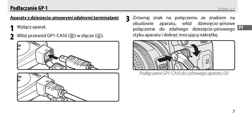 Podłączanie gp-1 | Nikon GP-1-DSLR User Manual | Page 243 / 418