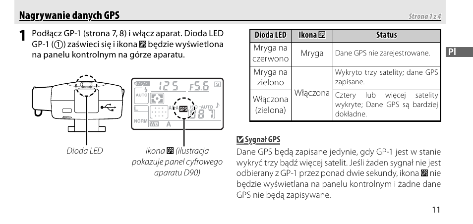 Nagrywanie danych gps, Nagrywanie danych gps nagrywanie danych gps | Nikon GP-1-DSLR User Manual | Page 247 / 418