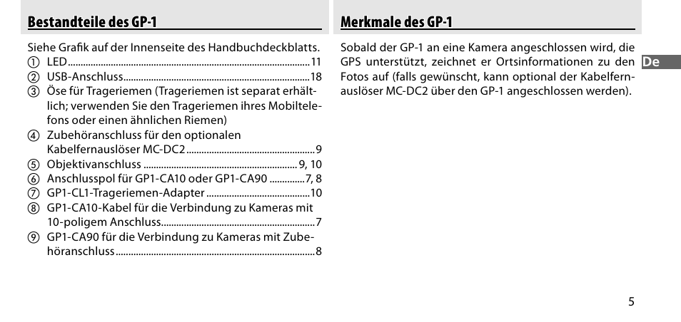 Bestandteile des gp-1, Merkmale des gp-1 | Nikon GP-1-DSLR User Manual | Page 25 / 418