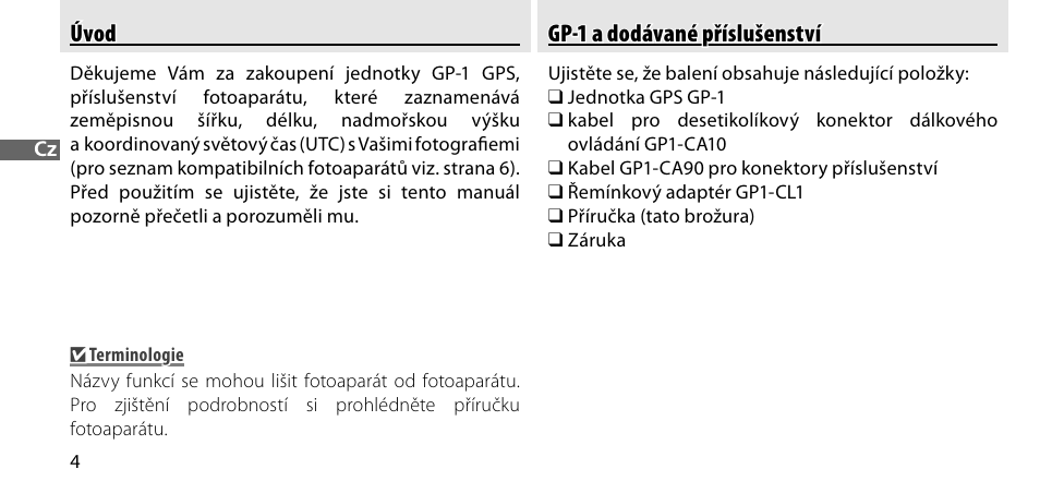 Úvod, Gp-1 a dodávané příslušenství | Nikon GP-1-DSLR User Manual | Page 258 / 418