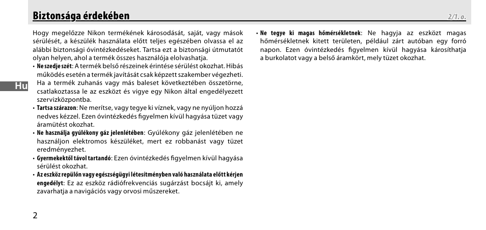 Biztonsága érdekében, Biztonsága érdekében biztonsága érdekében | Nikon GP-1-DSLR User Manual | Page 274 / 418