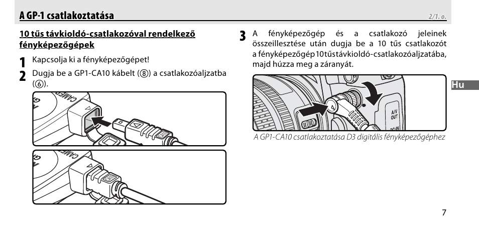 A gp-1 csatlakoztatása | Nikon GP-1-DSLR User Manual | Page 279 / 418