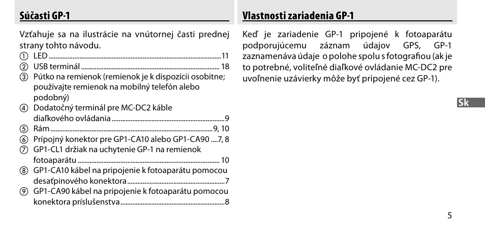 Súčasti gp-1, Vlastnosti zariadenia gp-1 | Nikon GP-1-DSLR User Manual | Page 295 / 418