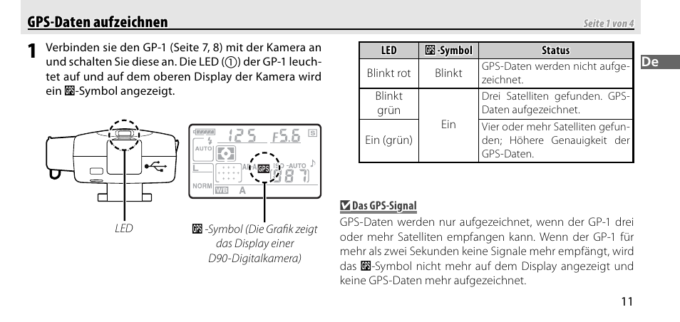 Gps-daten aufzeichnen, Gps-daten aufzeichnen gps-daten aufzeichnen | Nikon GP-1-DSLR User Manual | Page 31 / 418