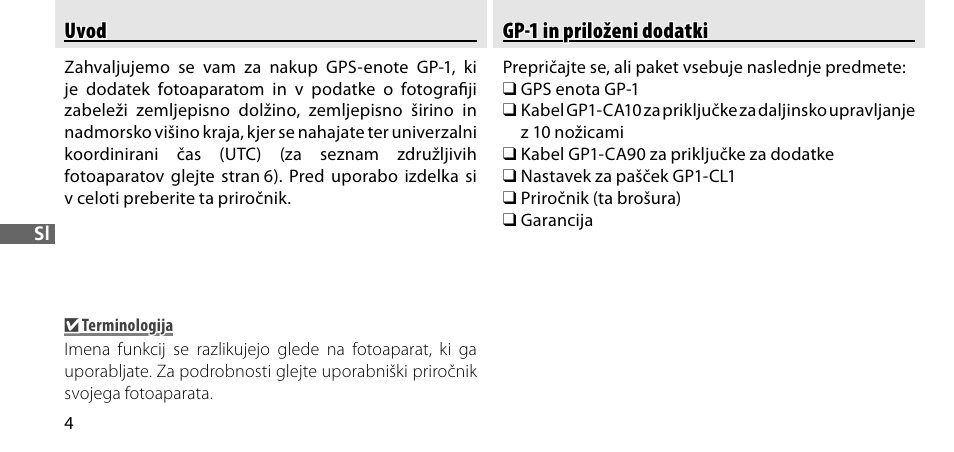 Uvod, Gp-1 in priloženi dodatki | Nikon GP-1-DSLR User Manual | Page 312 / 418