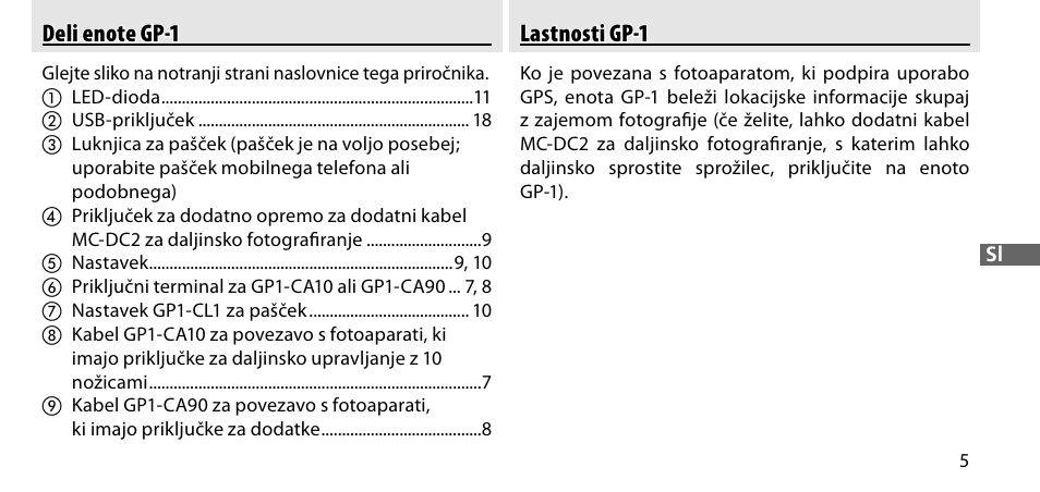 Deli enote gp-1, Lastnosti gp-1 | Nikon GP-1-DSLR User Manual | Page 313 / 418