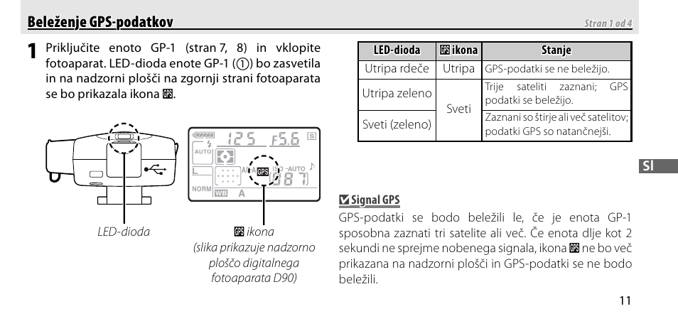 Beleženje gps-podatkov, Beleženje gps-podatkov beleženje gps-podatkov | Nikon GP-1-DSLR User Manual | Page 319 / 418