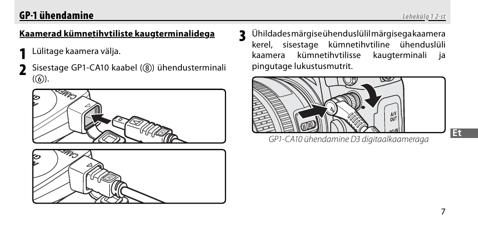 Gp-1 ühendamine | Nikon GP-1-DSLR User Manual | Page 333 / 418