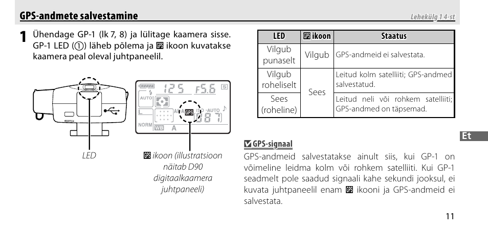 Gps-andmete salvestamine, Gps-andmete salvestamine gps-andmete salvestamine | Nikon GP-1-DSLR User Manual | Page 337 / 418