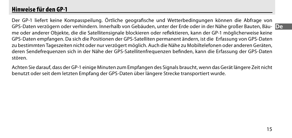 Hinweise für den gp-1 | Nikon GP-1-DSLR User Manual | Page 35 / 418