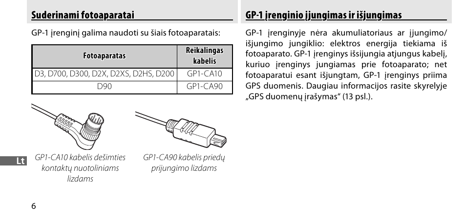 Suderinami fotoaparatai, Gp-1 įrenginio įjungimas ir išjungimas | Nikon GP-1-DSLR User Manual | Page 368 / 418
