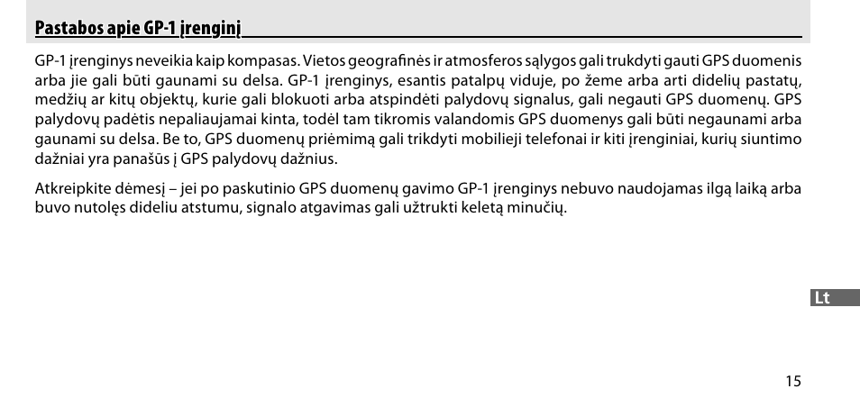 Pastabos apie gp-1 įrenginį | Nikon GP-1-DSLR User Manual | Page 377 / 418