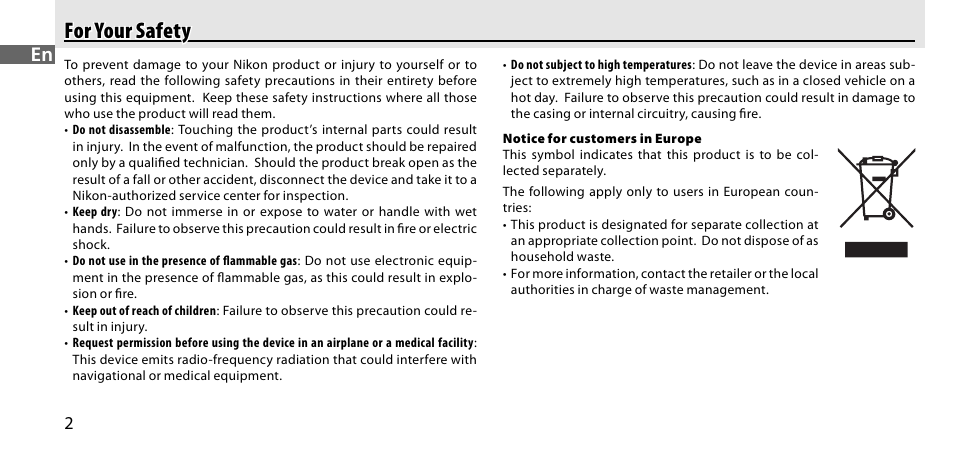 For your safety | Nikon GP-1-DSLR User Manual | Page 4 / 418