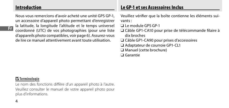 Introduction, Le gp-1 et ses accessoires inclus | Nikon GP-1-DSLR User Manual | Page 42 / 418