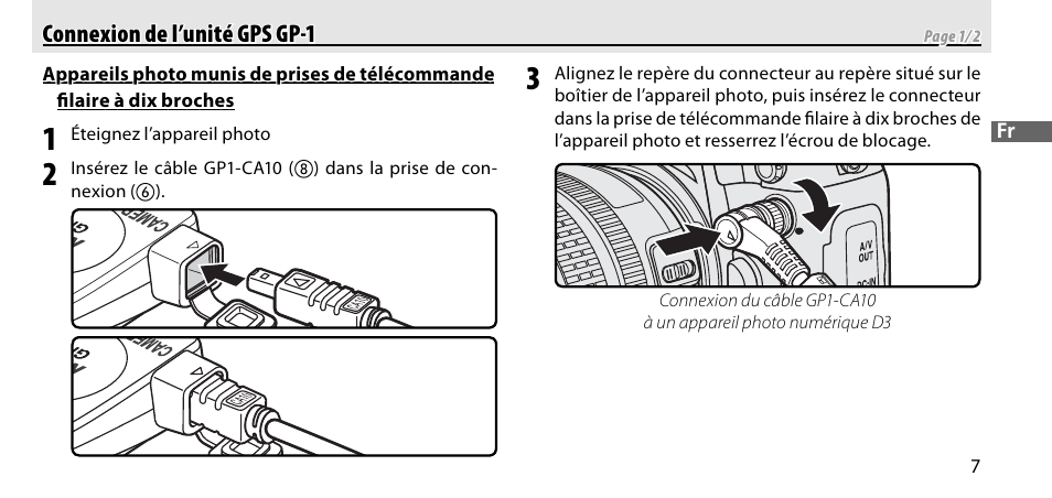 Connexion de l’unité gps gp-1 | Nikon GP-1-DSLR User Manual | Page 45 / 418