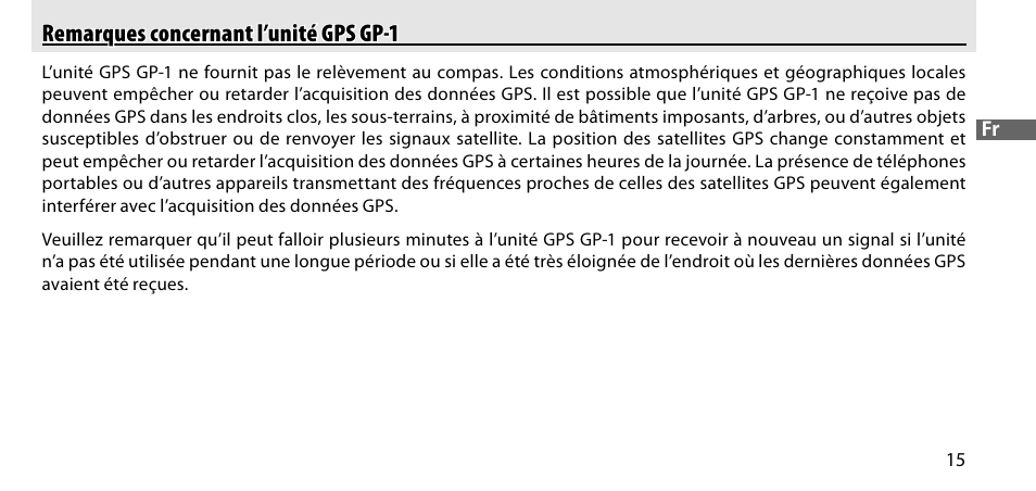 Remarques concernant l’unité gps gp-1 | Nikon GP-1-DSLR User Manual | Page 53 / 418