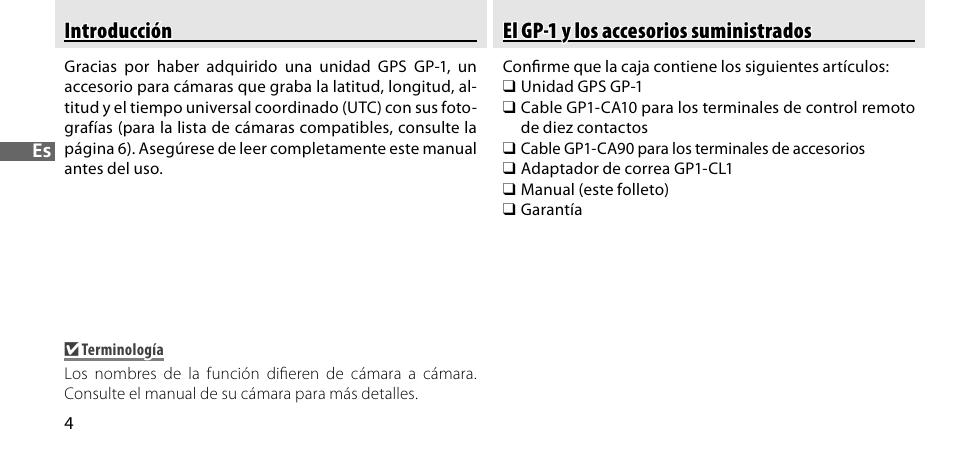 Introducción, El gp-1 y los accesorios suministrados | Nikon GP-1-DSLR User Manual | Page 60 / 418