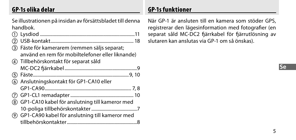 Gp-1s olika delar, Gp-1s funktioner | Nikon GP-1-DSLR User Manual | Page 97 / 418