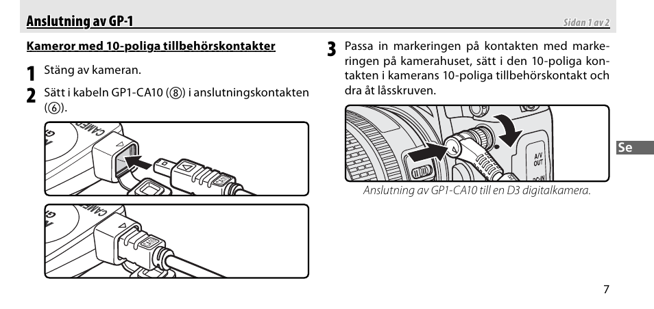 Anslutning av gp-1 | Nikon GP-1-DSLR User Manual | Page 99 / 418